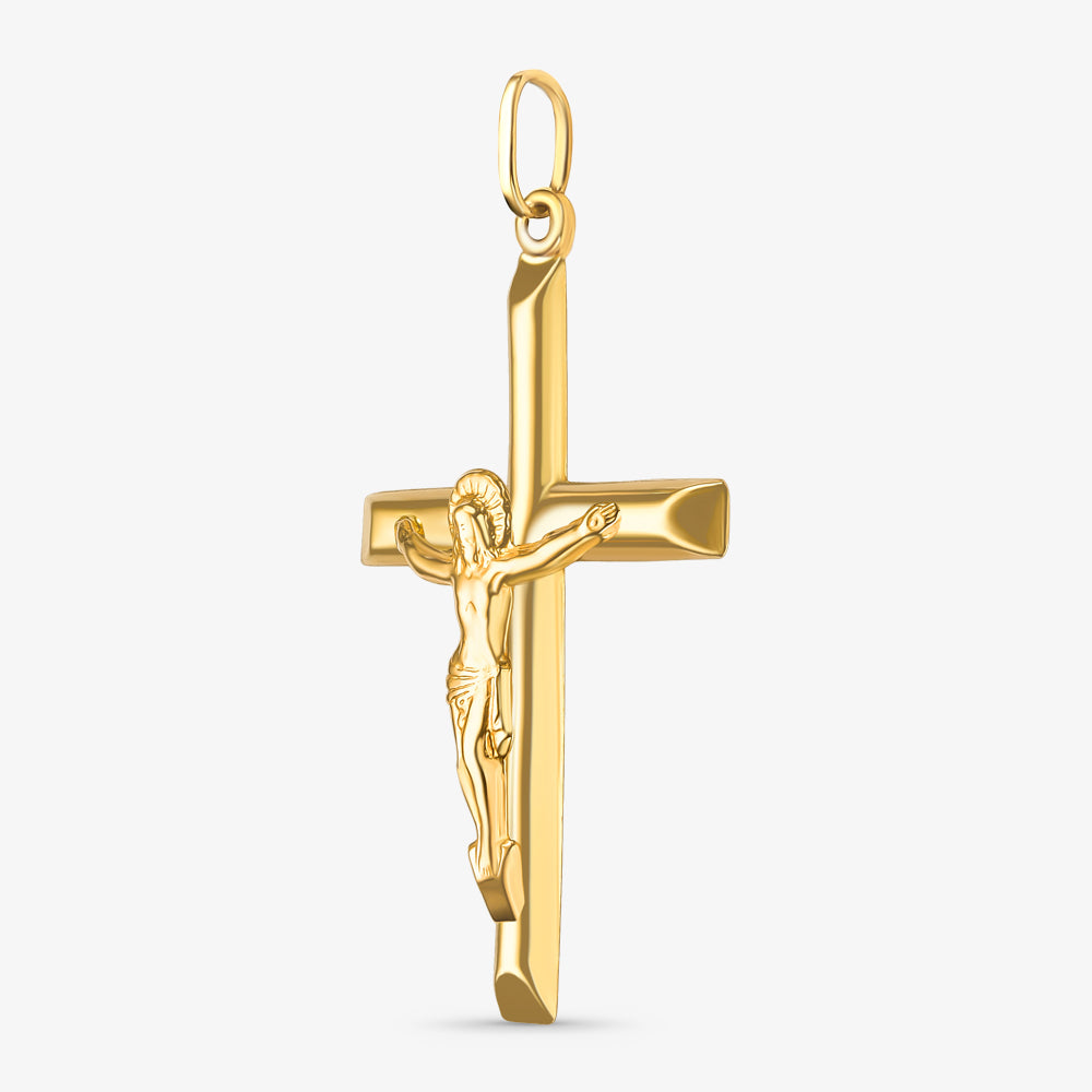 Pingente Cruz Grande com Cristo em Ouro Amarelo 18K