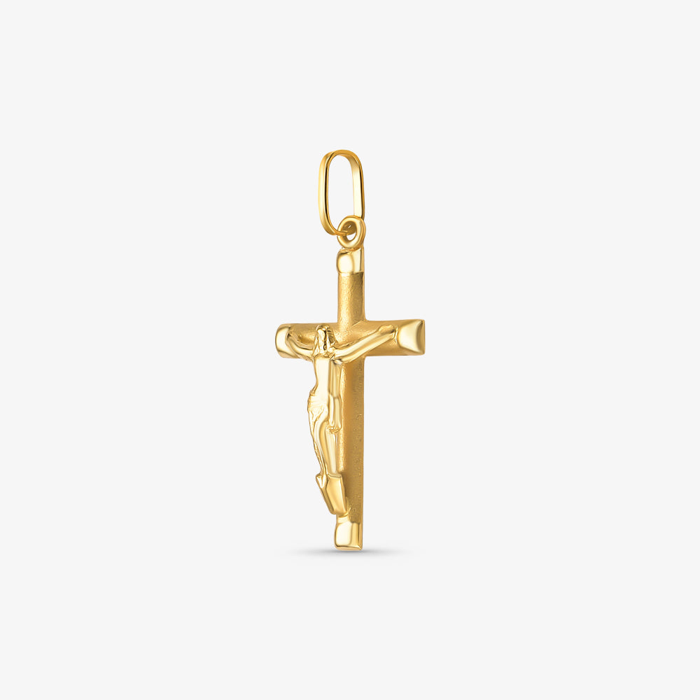 Pingente Cruz Média com Cristo em Ouro Amarelo 18K