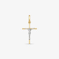 Pingente Cruz Palito I com Cristo Bicolor em Ouro 18K