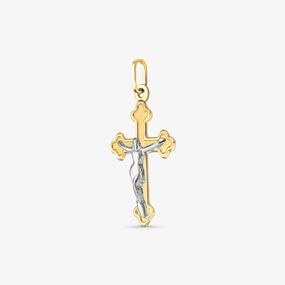 Pingente Cruz com Cristo Bicolor em Ouro 18K