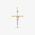 Pingente Cruz Palito II com Cristo Bicolor em Ouro 18K