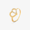 Anel Coração Vazado Com Bolinhas em Ouro Amarelo 18K
