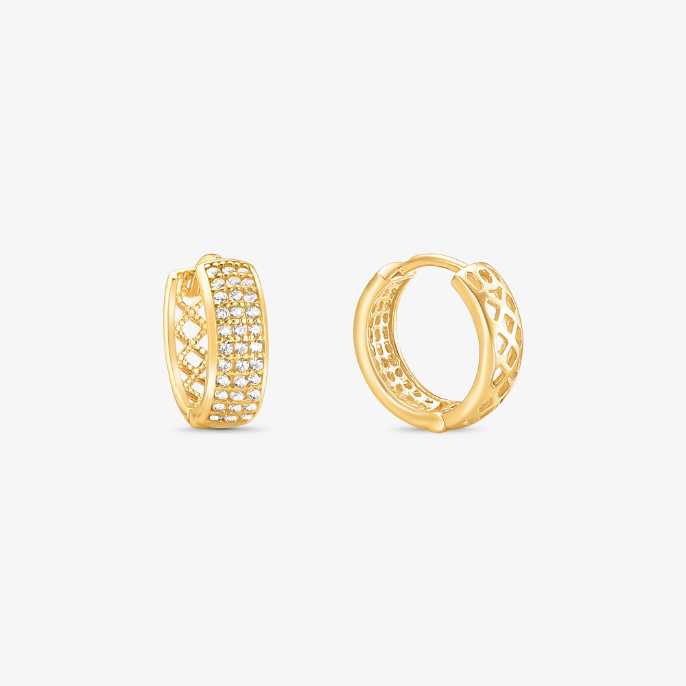 Brinco Argola P com Pedras em Ouro Amarelo 18K