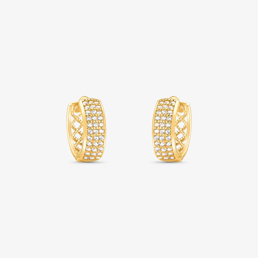Brinco Argola P com Pedras em Ouro Amarelo 18K