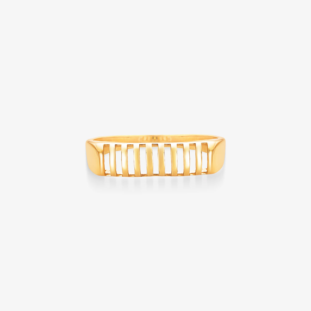 Anel Vazado Linhas em Ouro Amarelo 18K
