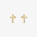 Brinco Cruz Bicolor em Ouro 18K