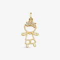 Pingente Menino Braços Abertos com Pedras em Ouro Amarelo 18K