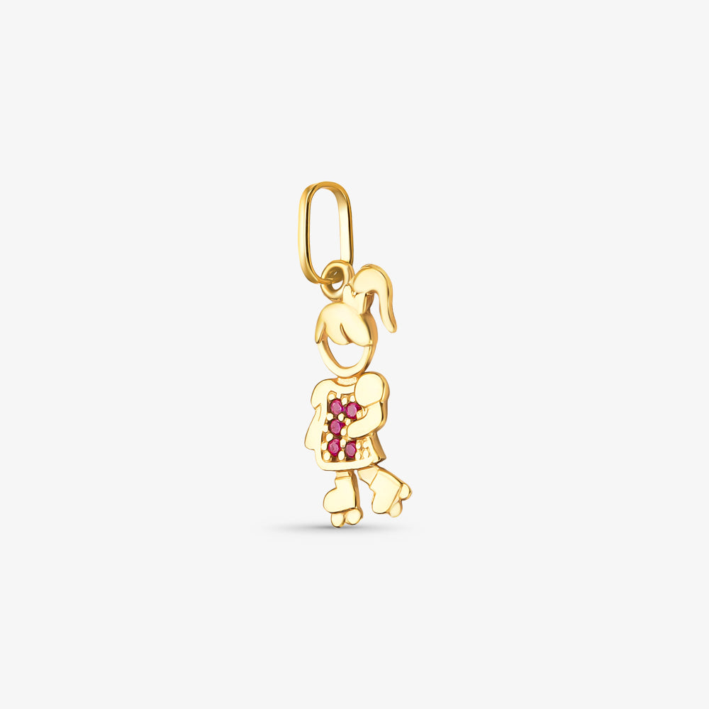 Pingente Menina com Zircônia em Ouro Amarelo 18K