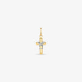 Pingente Cruz Fios Bicolor Pequeno em Ouro Amarelo 18K
