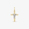 Pingente Cruz Oca Fios Bicolor Pequeno em Ouro 18K