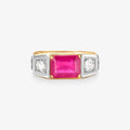 Anel de Formatura Direito com Diamante e Rubi Natural em Ouro Amarelo 18K