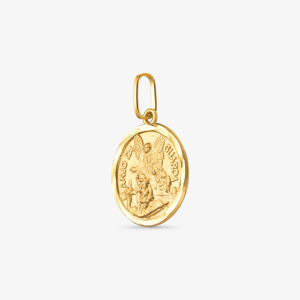 Pingente Medalha Anjo da Guarda em Ouro Amarelo 18K