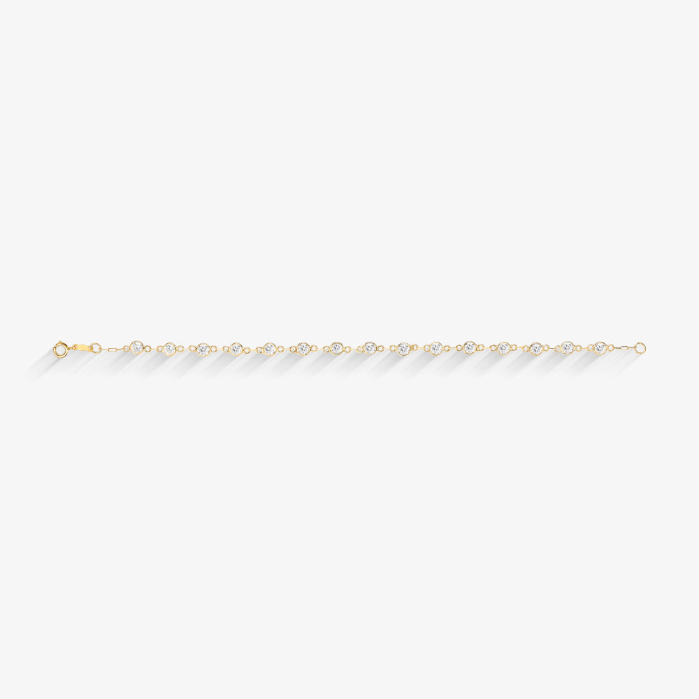 Pulseira Infantil com Pedras Brancas em Ouro Amarelo 18K