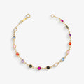 Pulseira Infantil com Pedras Colorida em Ouro Amarelo 18K