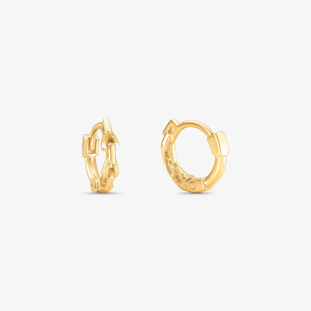 Brinco Argola Trabalhada Pequena em Ouro Amarelo 18K