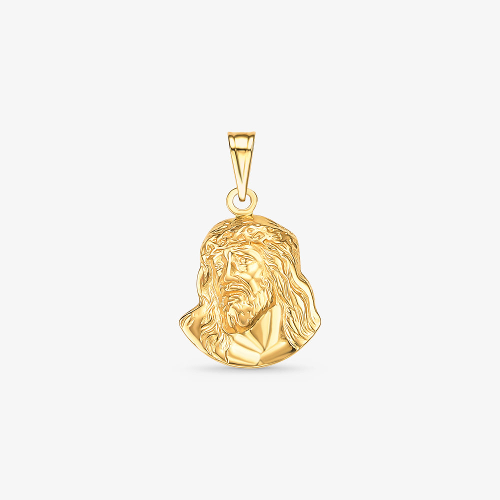 Pingente Face de Cristo Pequeno em Ouro Amarelo 18K
