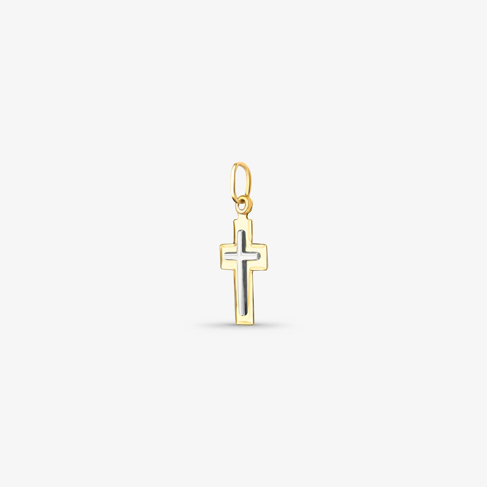 Pingente Cruz Bicolor em Ouro 18K