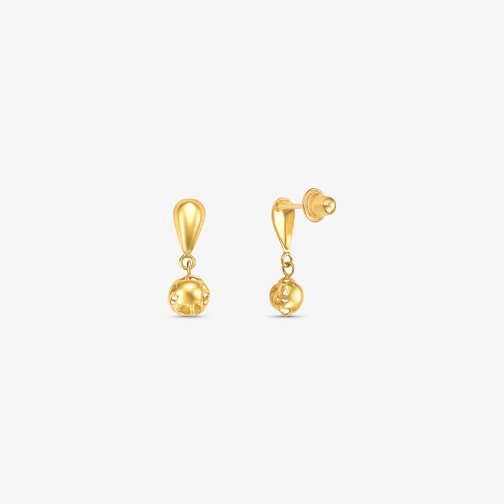 Brinco Baby Pendente Bola em Ouro Amarelo 18K