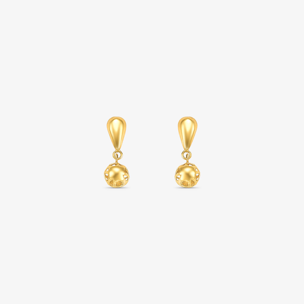 Brinco Baby Pendente Bola em Ouro Amarelo 18K