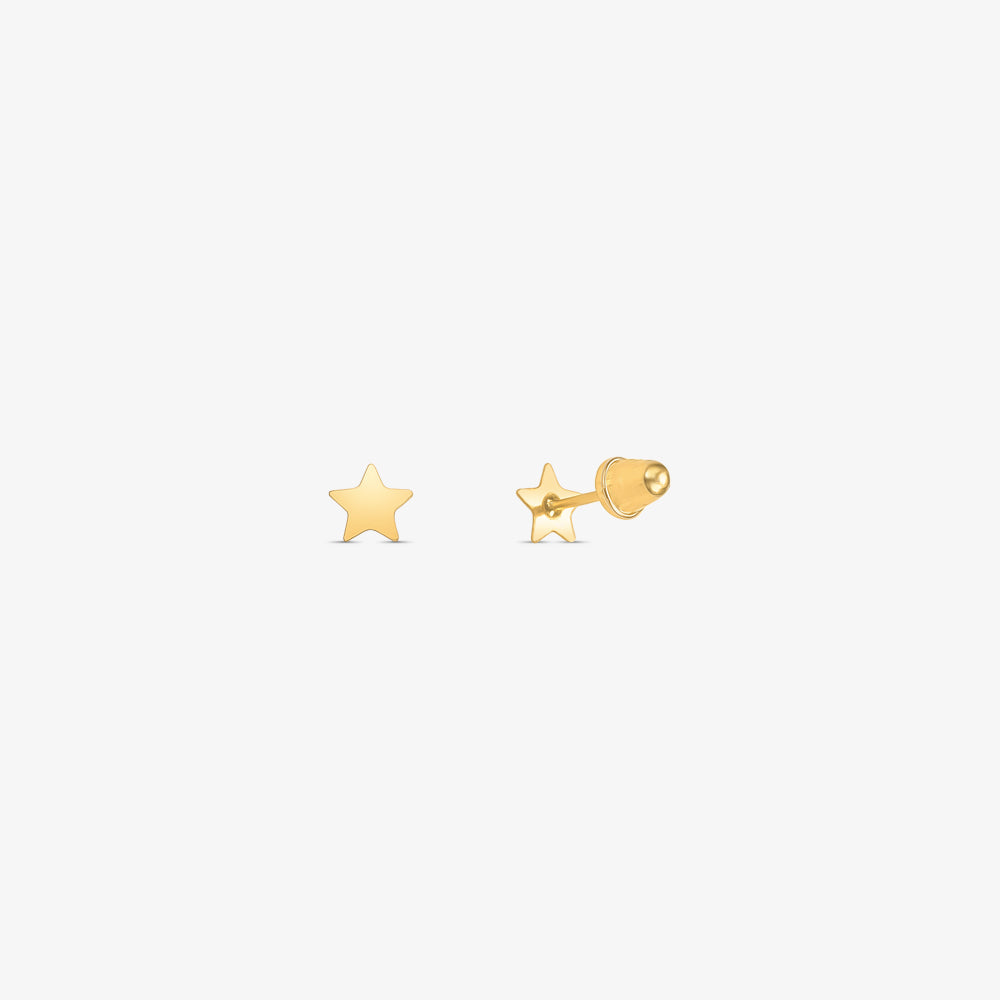 Brinco Infantil Estrela Lisa P em Ouro Amarelo 18K