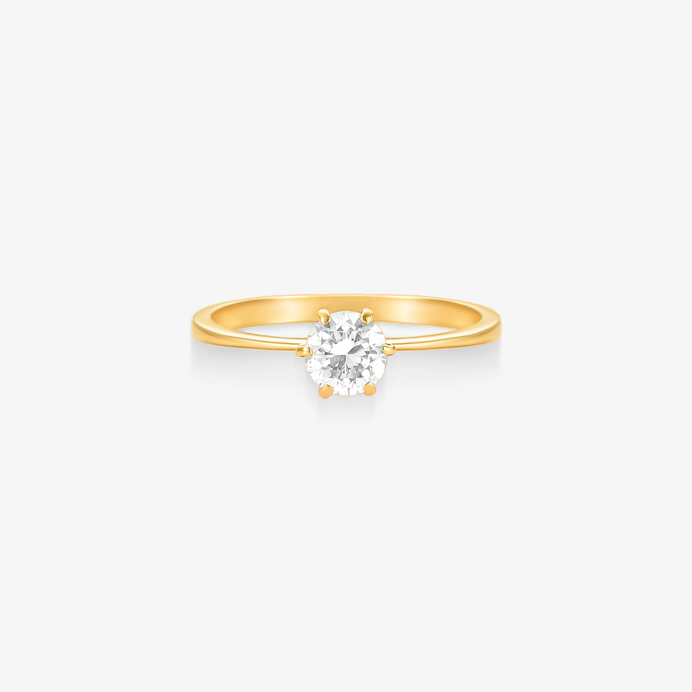 Anel Solitário One com Diamante em Ouro Amarelo 18K