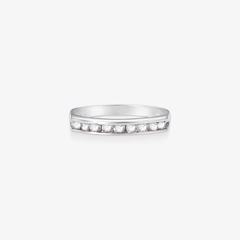 Anel Meia Aliança Éden com Diamantes em Ouro Branco 18K