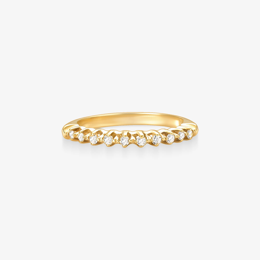 Anel Meia Aliança Gala com Diamantes em Ouro Amarelo 18K