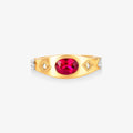 Anel de Formatura LX com Diamante e Rubi Natural em Ouro Amarelo 18K