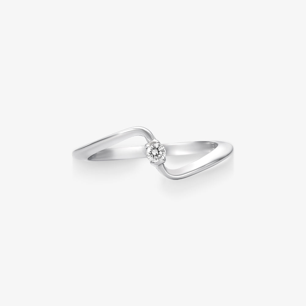 Anel Solitário Nova com Diamante em Ouro Branco 18K