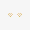 Brinco Coração Vazado Bolinhas em Ouro Amarelo 18K