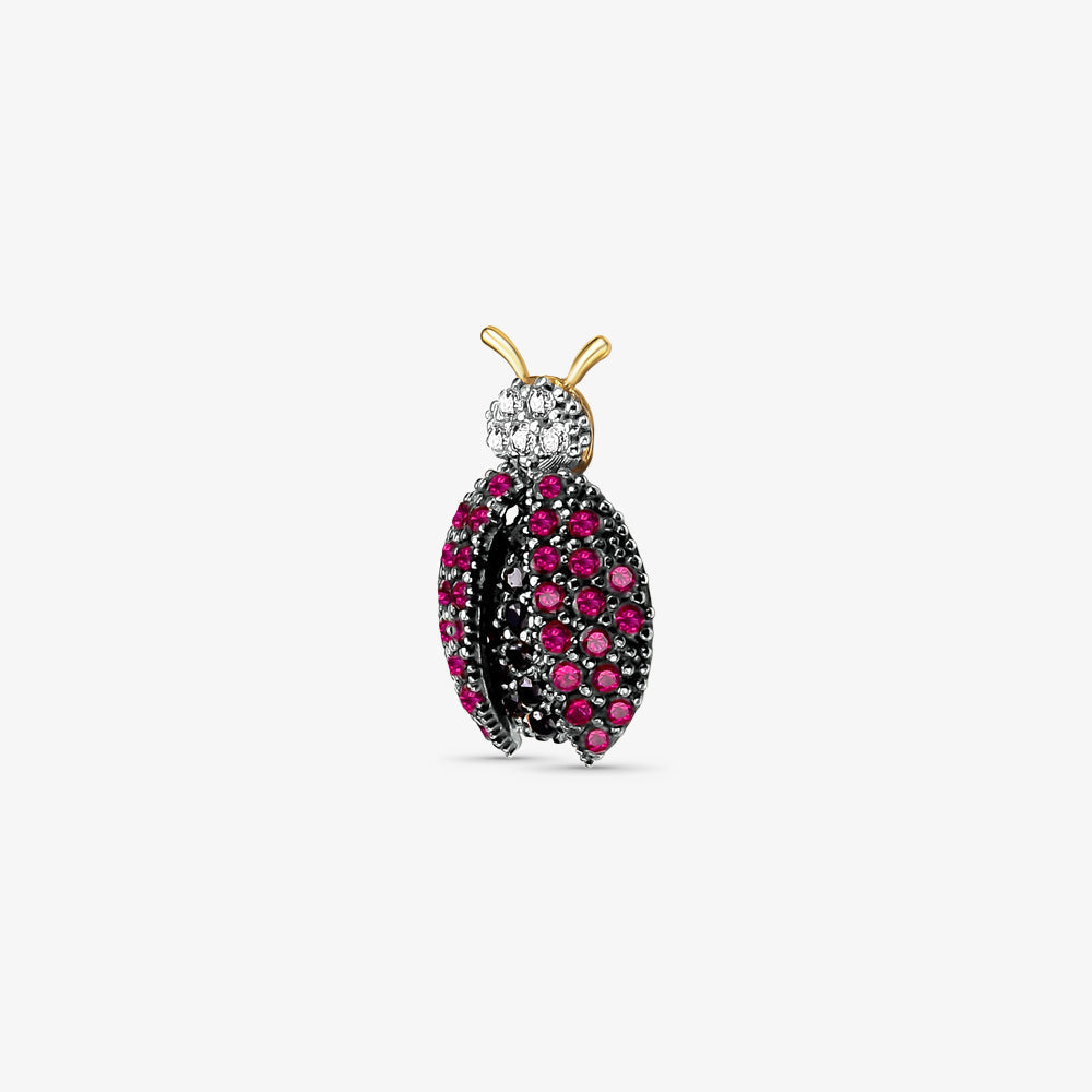 Pingente Joaninha com Pedras em Ouro Amarelo 18K