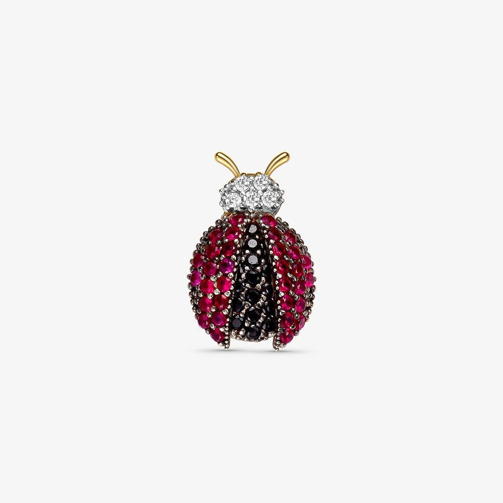 Pingente Joaninha com Pedras em Ouro Amarelo 18K