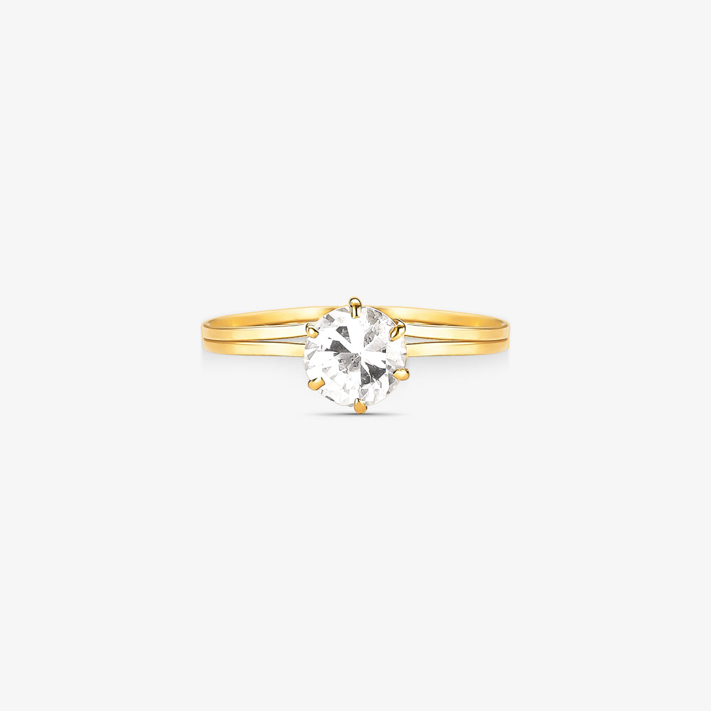 Anel Solitário Lunar em Ouro Amarelo 18K