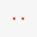 Brinco Ponto de Luz com Pedras Rosa em Ouro Amarelo 18K