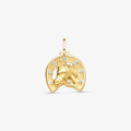 Pingente Cavalo com Ferradura Pequeno em Ouro Amarelo 18K