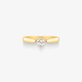 Anel Solitário Saphir com Diamante em Ouro Amarelo 18K