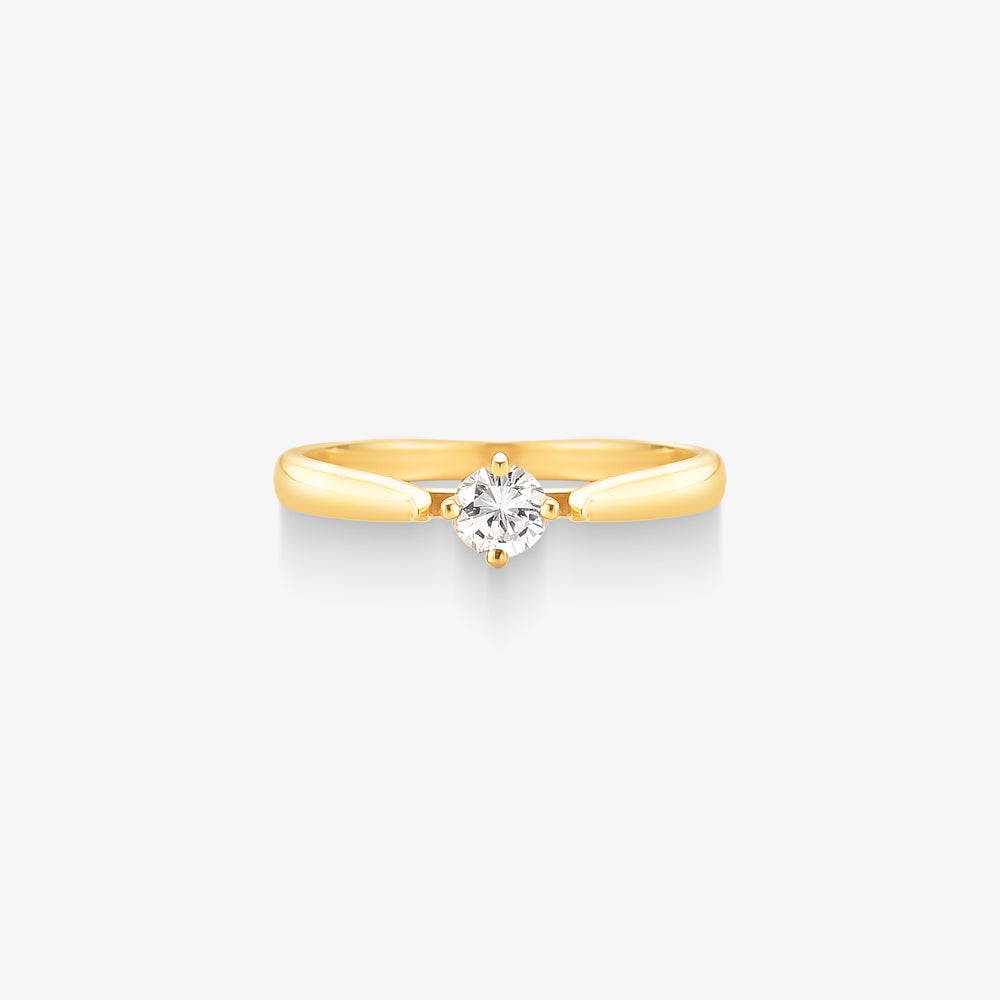Anel Solitário Saphir com Diamante em Ouro Amarelo 18K