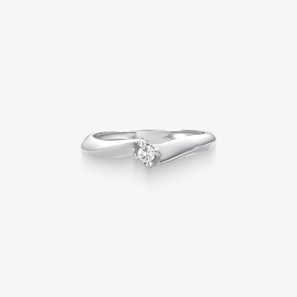 Anel Solitário Dulce com Diamante em Ouro Branco 18K
