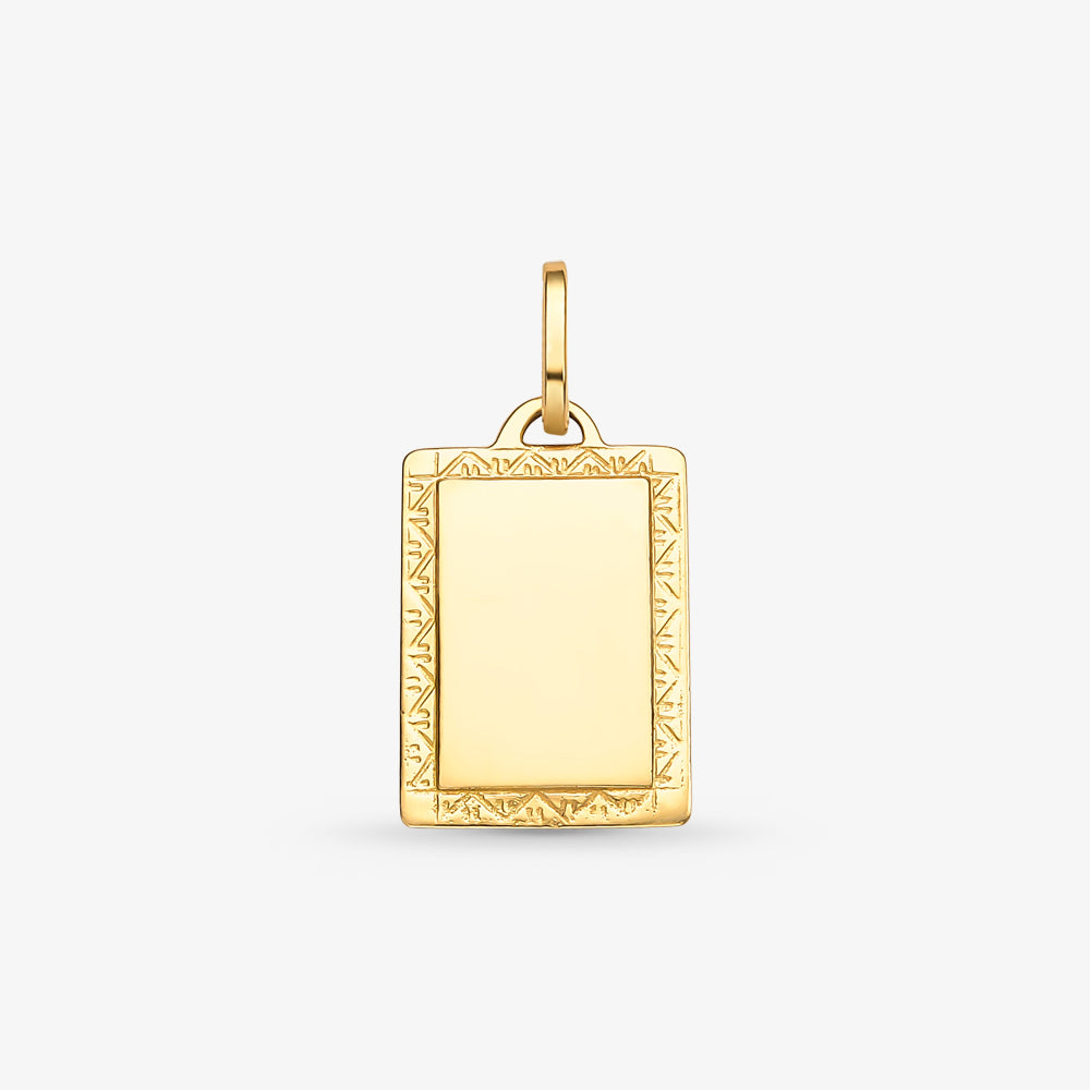 Pingente Placa Retangular Fosco/Liso em Ouro Amarelo 18K