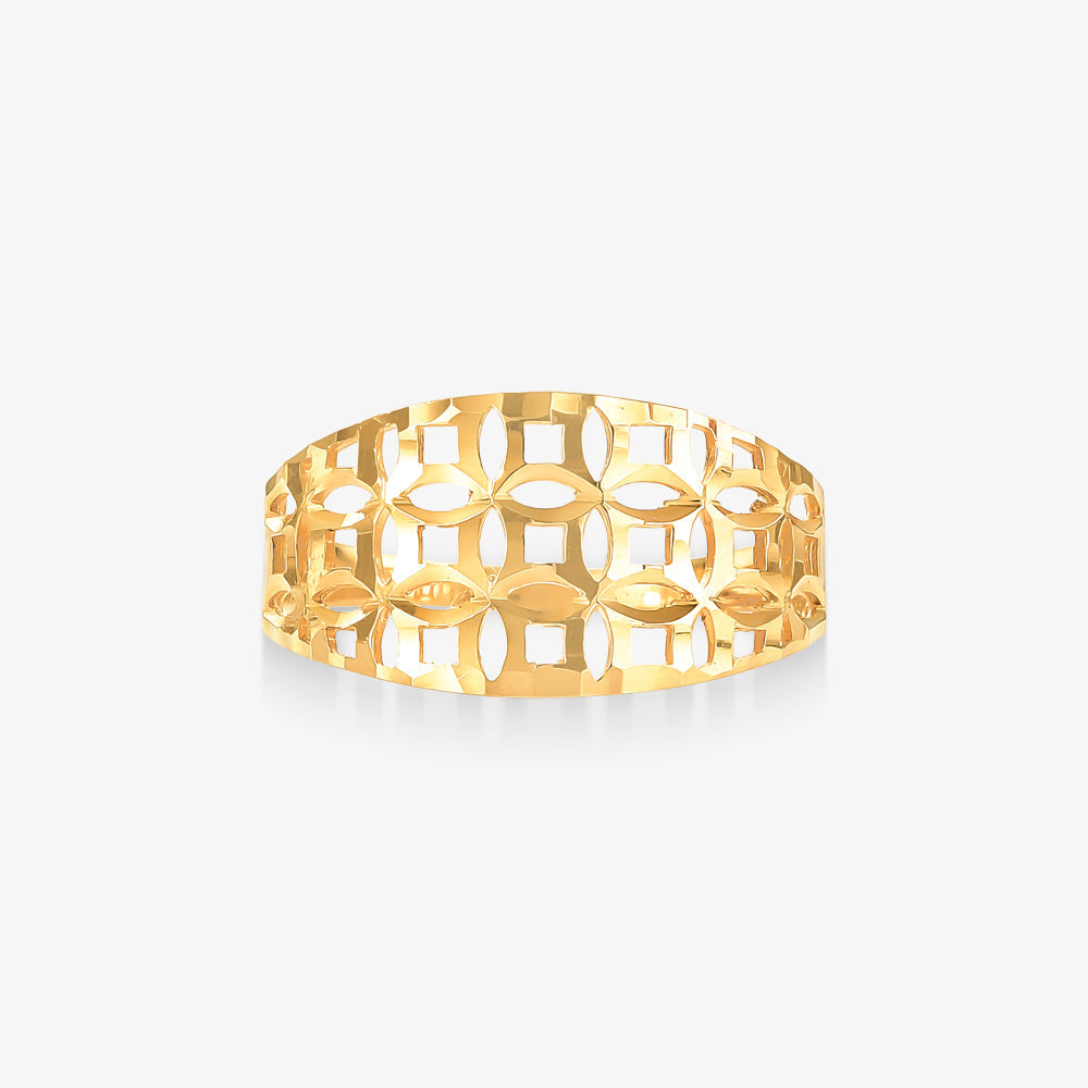 Anel Estamparia Vazado em Ouro Amarelo 18K