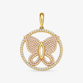 Pingente Borboleta com Pedras M em Ouro Amarelo 18K
