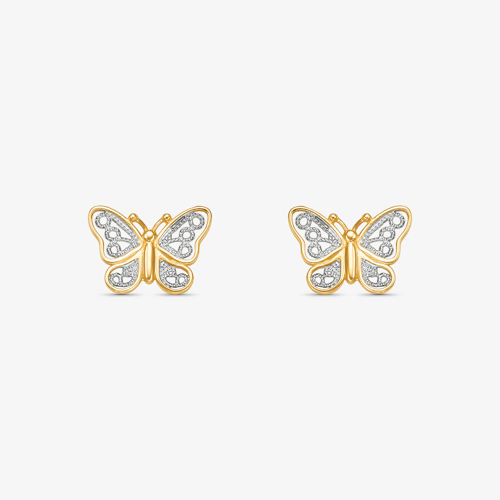 Brinco Borboleta Vazado Bicolor em Ouro 18K