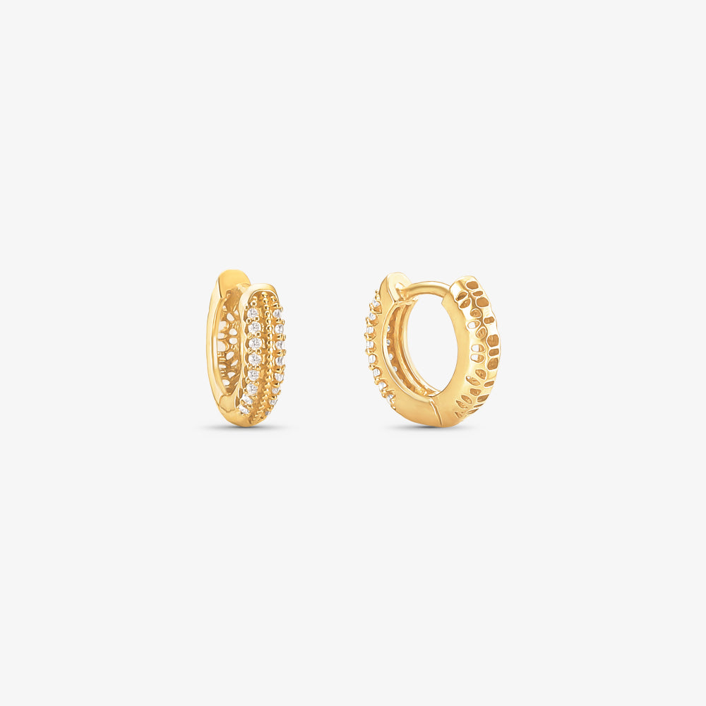 Brinco Argola PP com Pedras em Ouro Amarelo 18K
