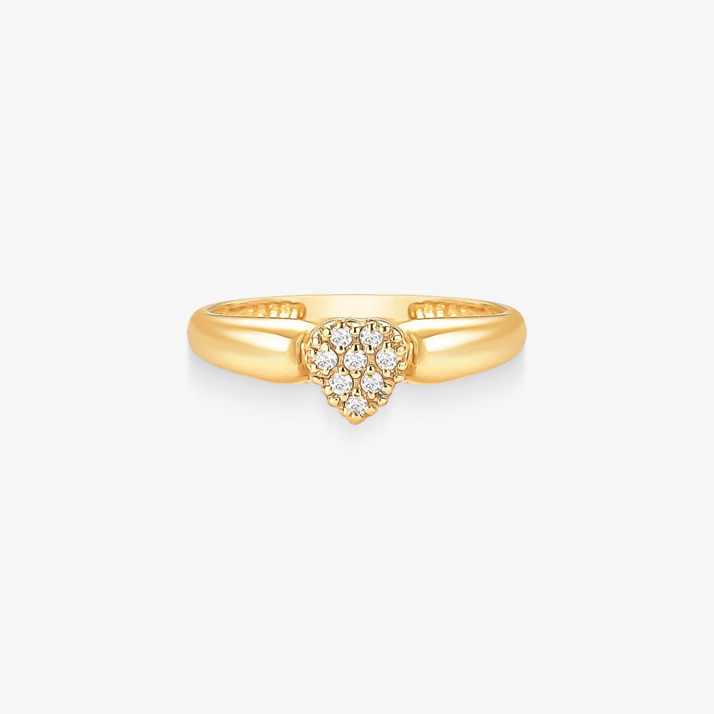 Anel Chuveiro Coração  com Diamantes em Ouro Amarelo 18K