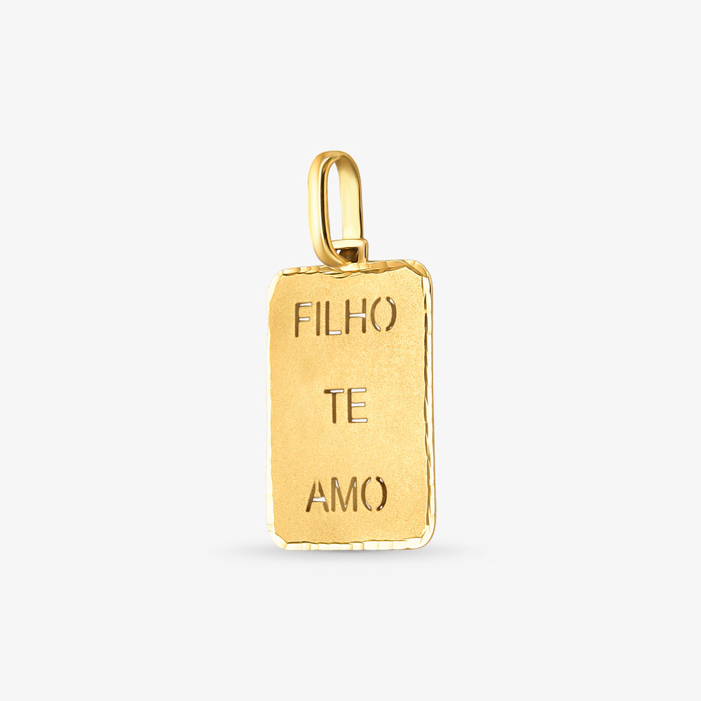 Pingente Plaquinha Filho Te Amo em Ouro Amarelo 18K