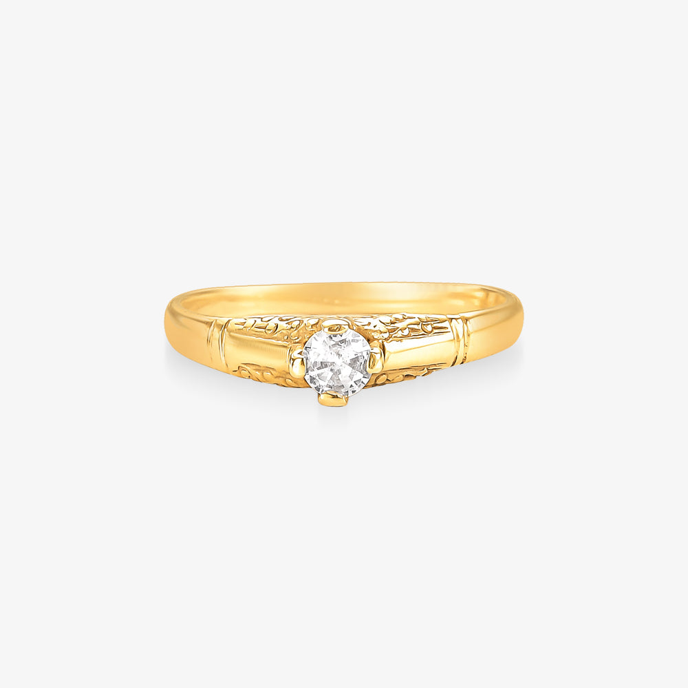 Anel Solitario Sol em Ouro amarelo 18K
