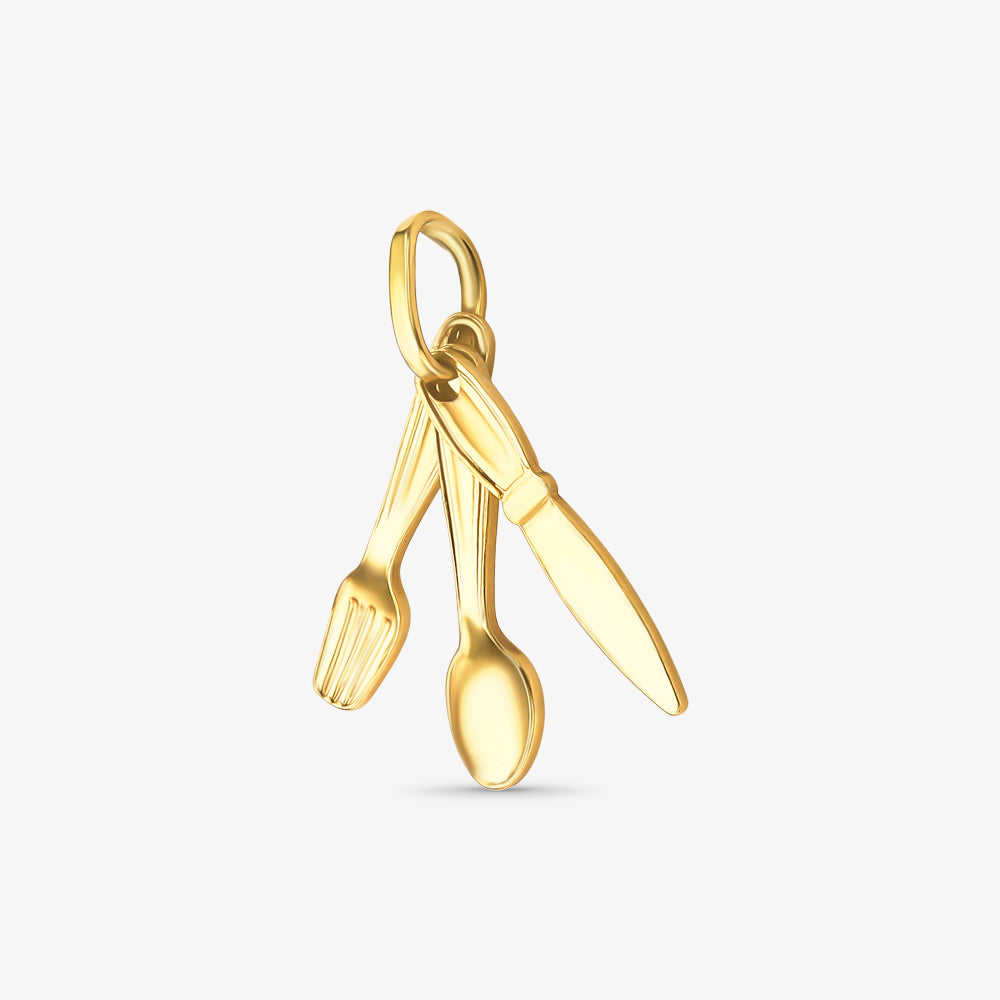 Pingente Garfo Faca e Colher em Ouro Amarelo 18K