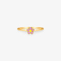 Anel Flor Roxa Esmaltada em Ouro Amarelo 18K
