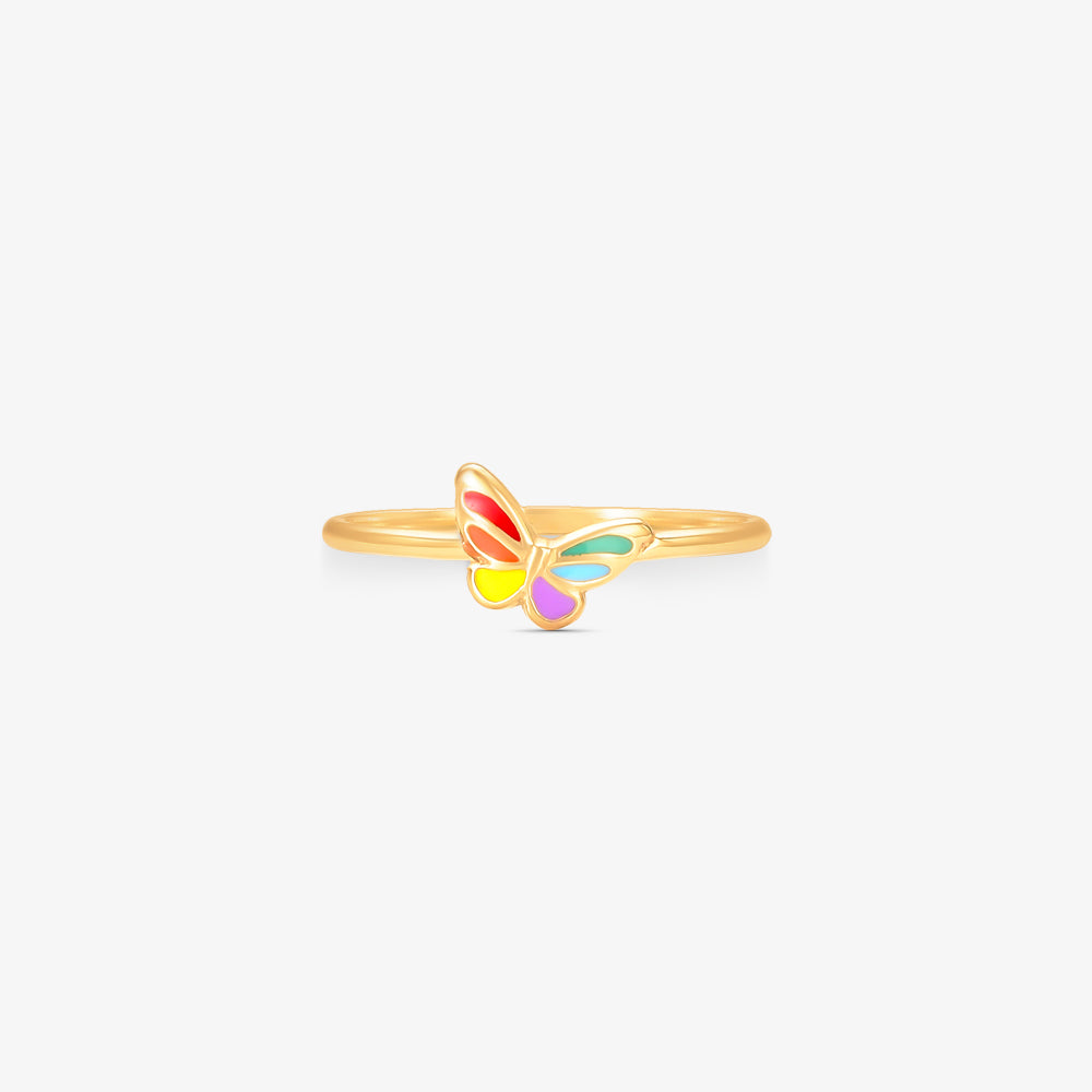 Anel Borboleta Esmaltado em Ouro Amarelo 18K