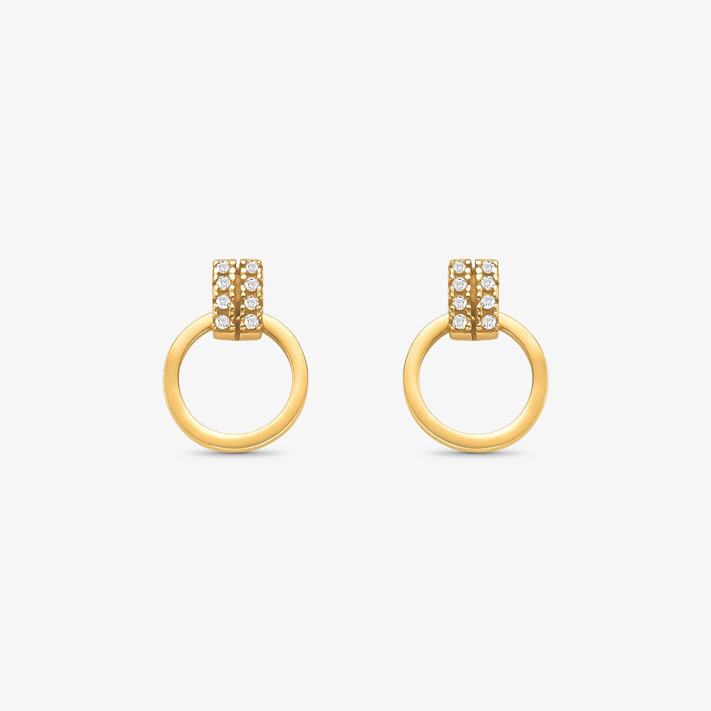 Brinco Círculo com Pedras em Ouro Amarelo 18K